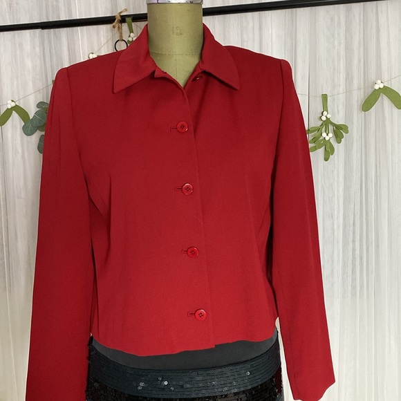 Vtg Pendleton red women‘s red blazer/jacket, shoulder pads, button down. Size 8 - Picture 6 of 14